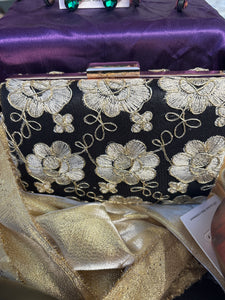 Black/Gold Flower Purse